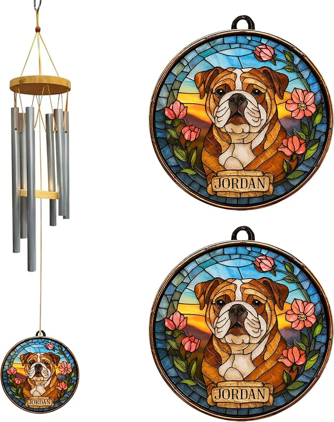 Personalized Hand Dog Wind Chimes Sun Catcher, Dog Memorial Winds Chime, Pet Loss Wind Chimes Sun Catcher, Gifts for Dogs Lovers, Sympathy Pet Winds Chime 3