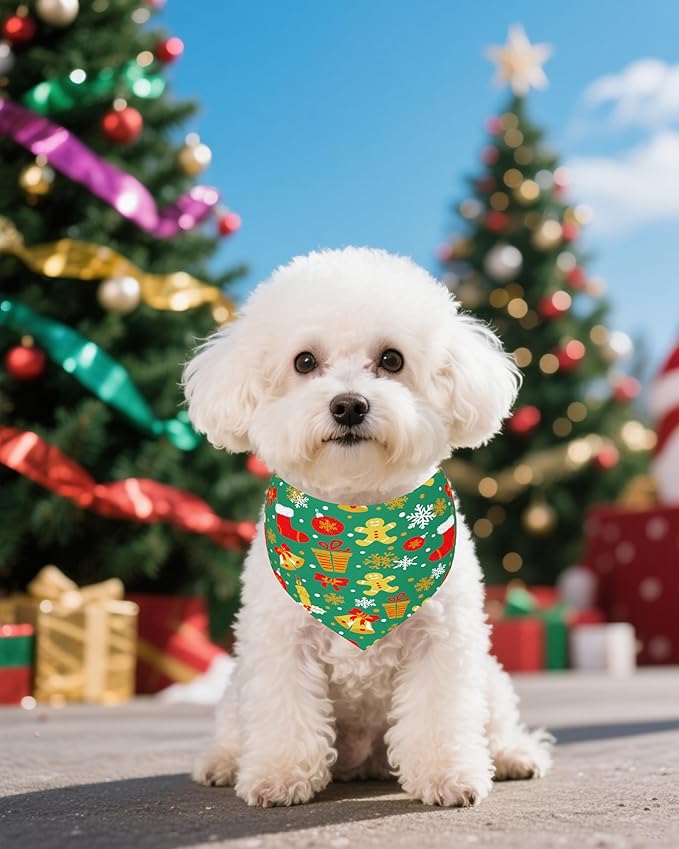 PET SHOW 100 Pack Christmas Dog Bandanas Bulk No Seam Extra Small Dog Scarves XS Xmas Puppy Triangle Bibs Kerchief Set Cats Pet Girl Boy Holiday Party Grooming Accessories, S