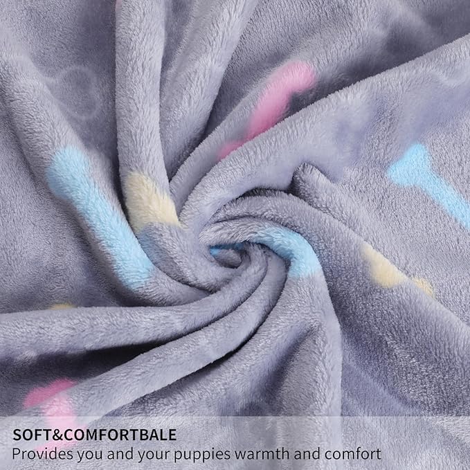 SORKUT 1 Pack 6 Dog Blankets Cat Soft Fluffy Fleece Pet Blanket Puppy Blanket Warm Paw Print Design Puppy Kitten Doggy,Medium (29"x20")