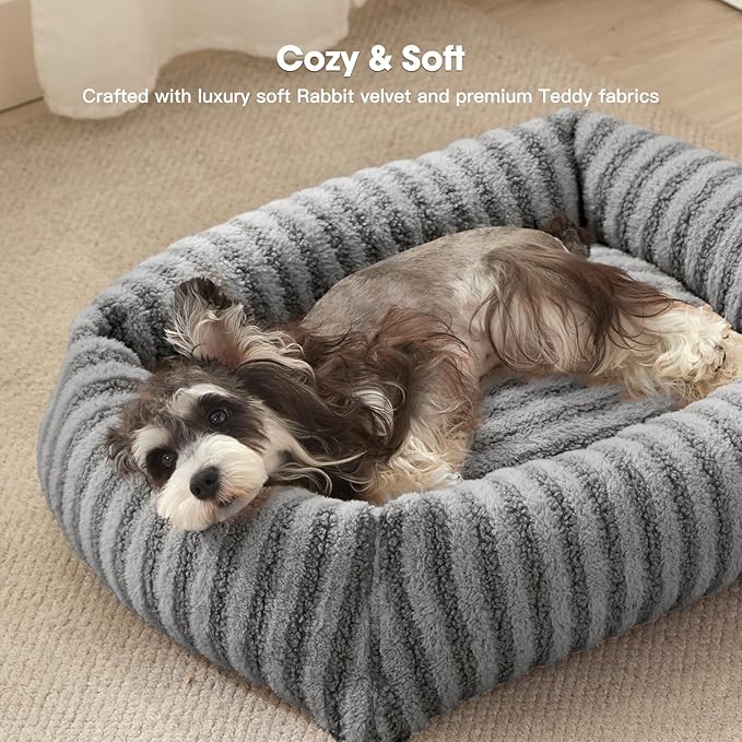 MIXJOY Dog Beds for Small Dogs Cats, Soft Cat Bed for Indoor Cats, Rectangle Pet Bed for Puppy Kitty, Washable Dog Bed with Removable Cover, Anti Slip Bottom, 20"x19"x6", Grey