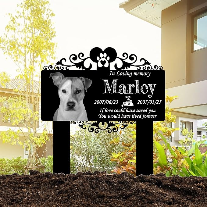 Custom Pet Grave Markers Dog | Custom Pet Headstones for Dogs with 2 Stakes | Best Rustic Gifts to Tribute Your Four-Legged Companions | Personalized Grave Marker for Beloved Furry Friends