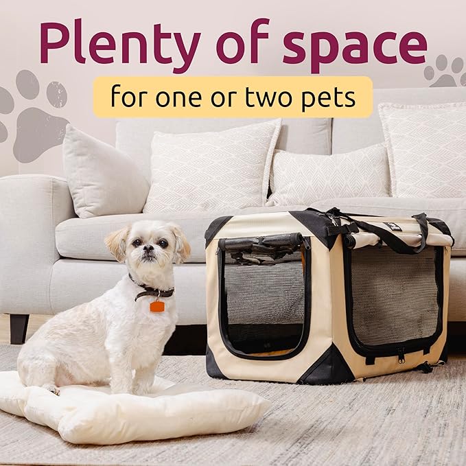 Large Cat Carrier & Dog Carrier for 2 Cats or Medium Dog. Soft Sided Pet Carrier for Travel. Collapsible, Portable with Soft Bed, Top & Side Loading, Locking Zippers, Puppy Crate & Kennel