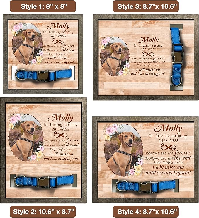 Customized Dog Collar Frame Memorial Pet Loss Sign - Best Dog Ever Gifts from Daughter Son Sympathy Gifts Pawprints Pet Decorations Hanging Wall Art Decor - Natural Memory Desk