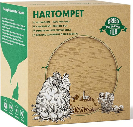 1LB Non-GMO Dried Black Soldier Fly Larvae, Superior Calcium Boost for Chickens, Better Than Dried Mealworms, Poultry Feed Ideal for Molting & Laying Hens, Wild Birds, Ducks | Top Grade BSF