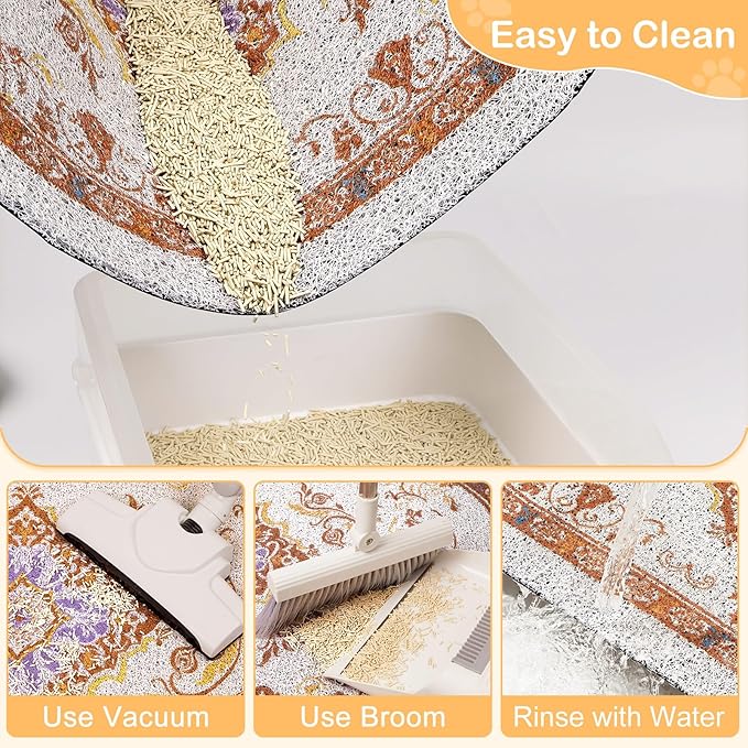 Bienbee Cat Litter Mat, 24" x 15" Litter Box Mat Rug with Non-Slip Bottom, Easy to Clean Cat Supplies Accessories Essentials for Indoor Kitty Kitten Floor, Brown M