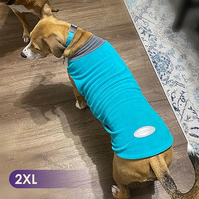 cyeollo 2 Pack Dog Sweater Fleece Vest Pullover Pet Sweatshirt Reflective Lightweight Dog Clothes for Large Dogs Boy Girl Pet Apparel Teal & Grey, XXXL