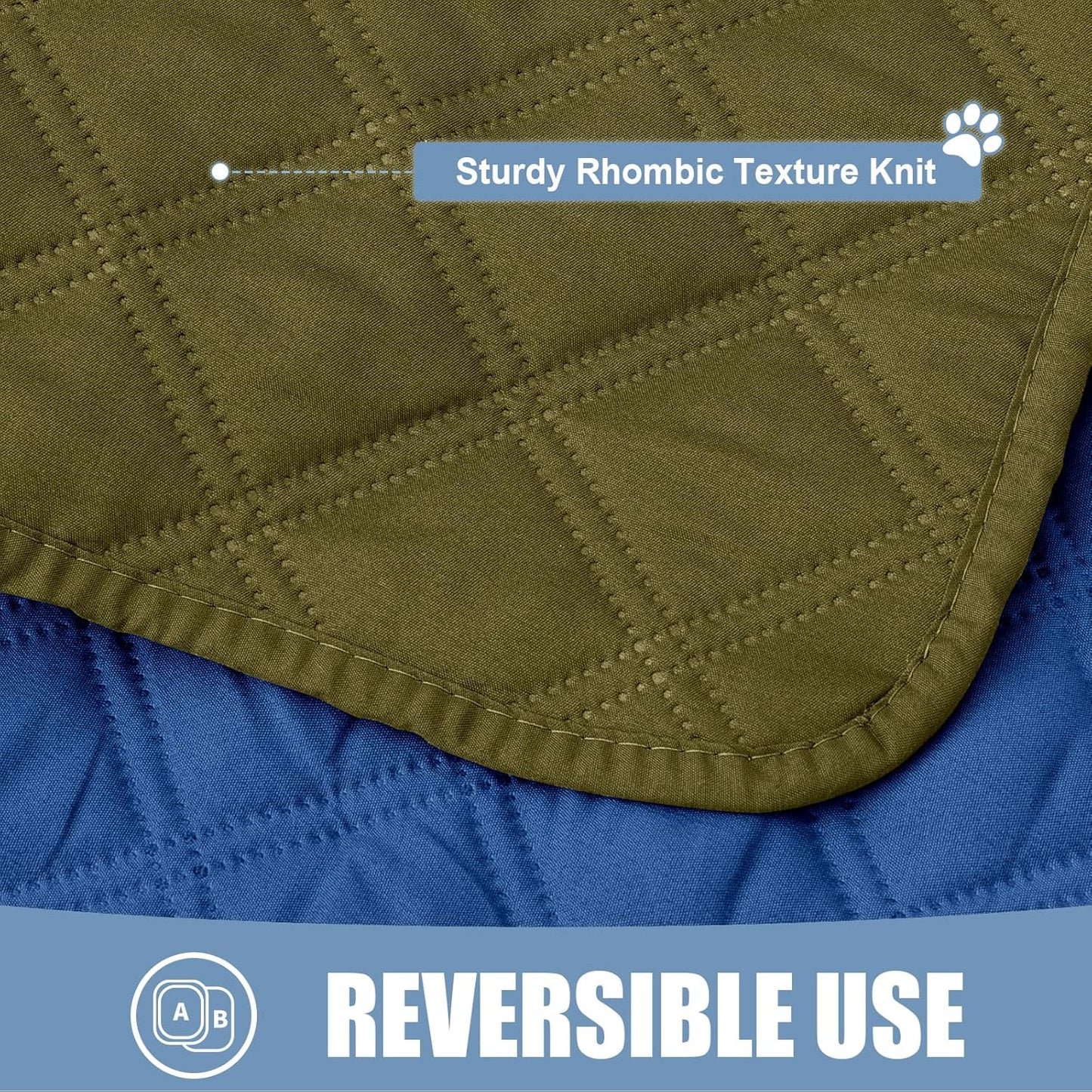 Smiry Waterproof Dog Bed Cover Pet Blanket, Soft Washable Dog Blanket for Furniture Bed Couch Sofa Reversible, Checkered (30"x53", Green/Navy)