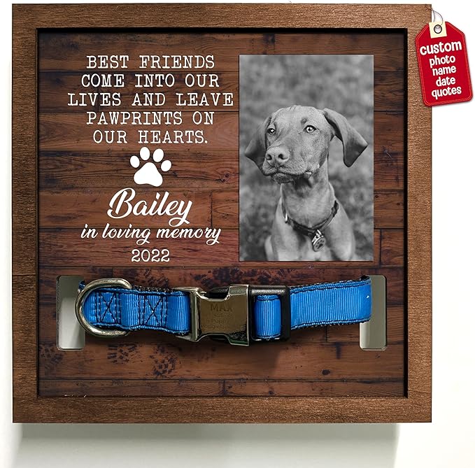 Personalized Dog Collar Frame Memorial Pet Loss Sign Dog & Cat Lover Ever Gifts With Heartfelt Sentimental Quote For Someone Who Lost A Pet Collar Keepsake Picture Frame Remembrance Decor
