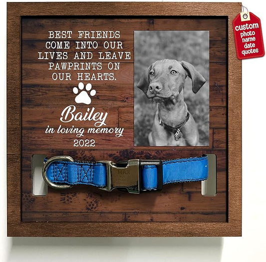 Personalized Dog Collar Frame Memorial Pet Loss Sign Dog & Cat Lover Ever Gifts With Heartfelt Sentimental Quote For Someone Who Lost A Pet Collar Keepsake Picture Frame Remembrance Decor