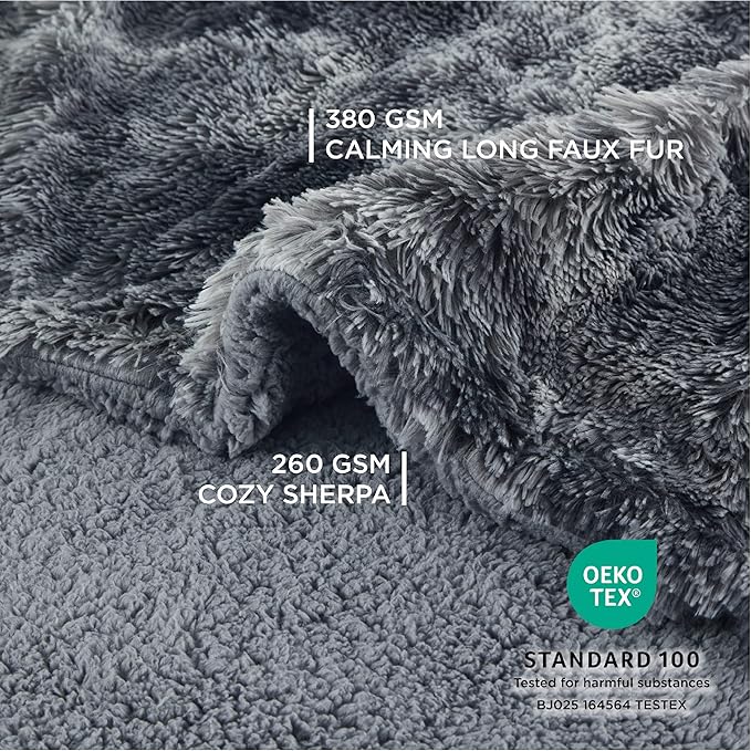 Bedsure Waterproof Dog Blankets for Large Dogs - Cat Blanket for Bed Couch Protector Washable Long Faux Fur, Calming Soft Reversible Throw Furniture Protection for Puppy Pet, 60"x80", Tie-dye Grey