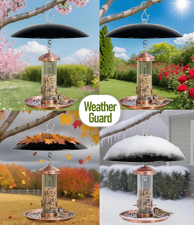 13" Bird Feeder Rain Guard, Hummingbird Feeder Shade Dome Cover, Hanging Baffle for Bird Feeder Pole (Black), 3 Pack