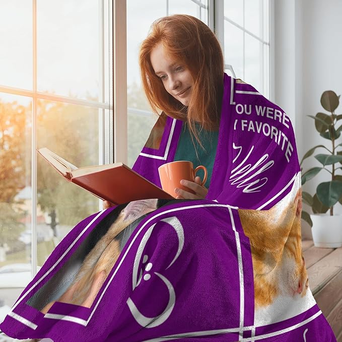 Customized Blanket with Photos Name, Personalized Blanket with Picture in Memory of Cats, Pet Memorial Gifts for Cats, Bereavement Sympathy Gift for Pet Lovers