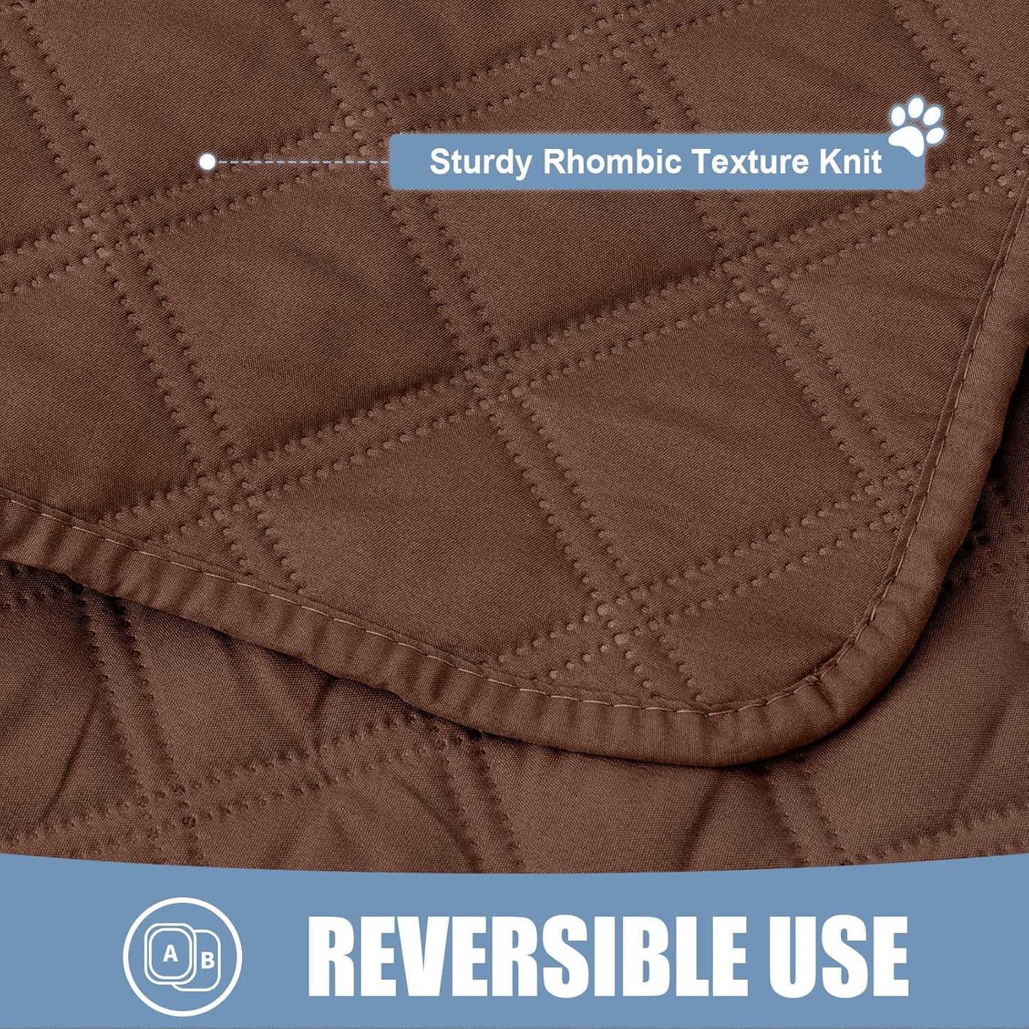 Smiry Waterproof Dog Bed Cover Pet Blanket, Soft Washable Dog Blanket for Furniture Bed Couch Sofa Reversible, Checkered (52"x82", Brown/Brown)