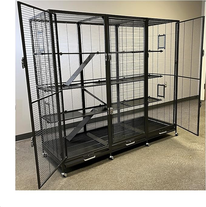Borneo Small Animal Cage - for Sugar Gliders, Squirrels, Marmosets & Other Small Pets (Cage + Add-On + Shelf & Ladder Set + Expander Set)