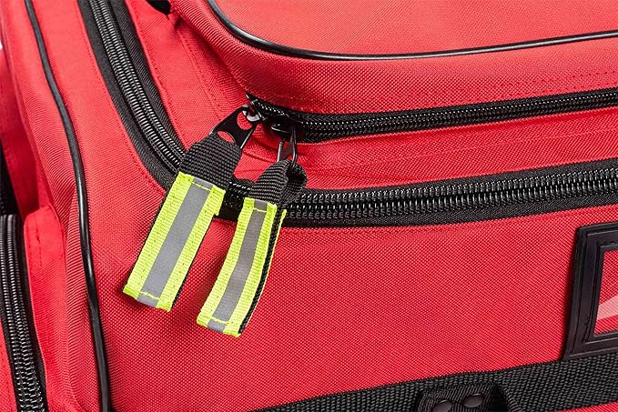 Scherber Fully-Stocked Premium First Responder Bag | HSA/FSA Approved | Large Pro EMT/EMS Trauma, Bleeding & Oxygen Medical Kit | CAT Tourniquet, HyFin Chest Seal & 250+ First Aid Supplies (Red)