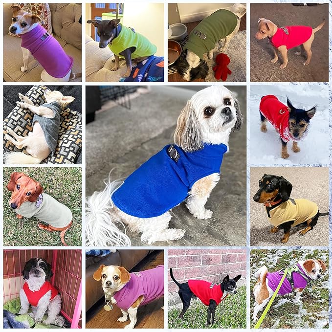 BEAUTYZOO Dog Fleece Vest Sweater Winter Jacket for Small and Medium Dogs with D-Ring Leash Cold Weather Coat Hoodie for XS S M Dogs Boy or Girls,Blue XL
