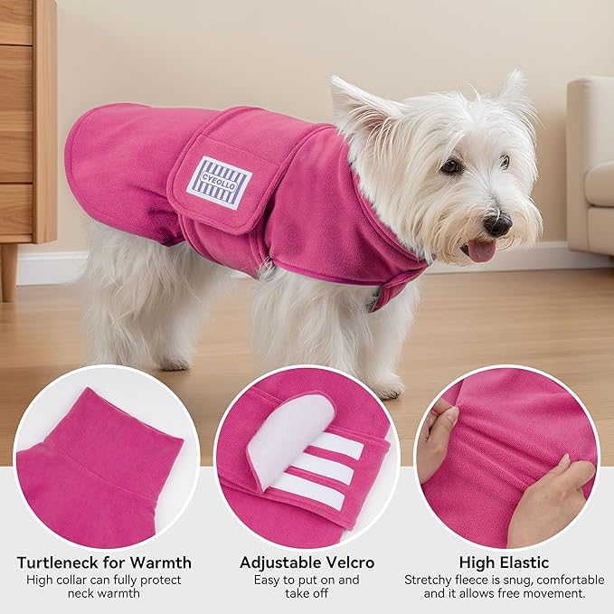 cyeollo XL Dog Sweater, Fleece Dog Sweaters Soft Stretchy Doggie Vest Turtleneck Doggy Sweatshirt Warm Fall & Winter Clothes for Medium to Large Dogs Girl, Pink XL
