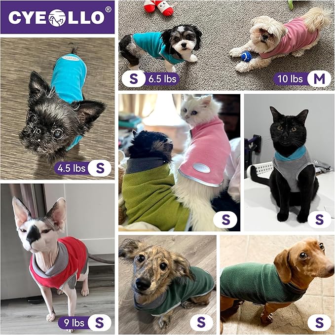cyeollo 2 Pack Dog Sweater Stretchy Sweatshirt Soft Fleece with Reflective Stripe Pullover Jacket Pet Puppy Dog Clothes in Cold Weather Sweaters for Small Dogs Navy & Grey