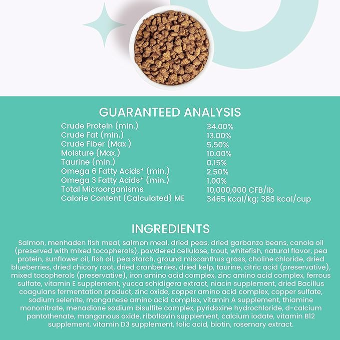 I AND LOVE AND YOU Naked Essentials Dry Cat Food - Salmon + Whitefish for Hairball Care - Grain Free, Real Meat, No Fillers, 3.4lb Bag