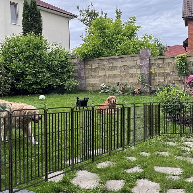 Dog Playpen Outdoor 24 Piece Panels Heavy Duty Dog Fence 47" Height with Thick Pipe Anti-Rust with Doors Portable for RV Camping Yard, Total 54FT, 227 Sq.ft, Snowy Black