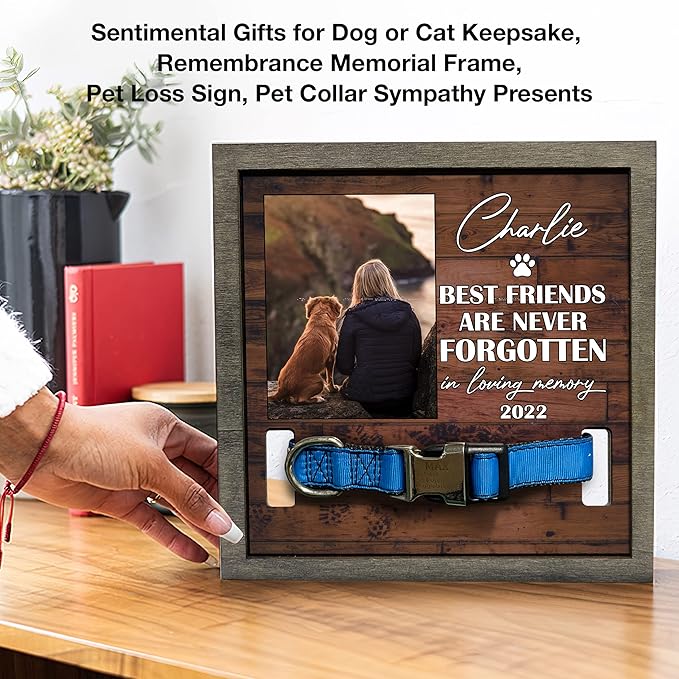 Customized Pet Sympathy Gifts Picture Frame Losing A Dog Home Decor Personalized Pet Memorial Frame Pet Loss Sign Natural Wood Bereavement Gifts for Him or Her Sentimental Quote Keepsake
