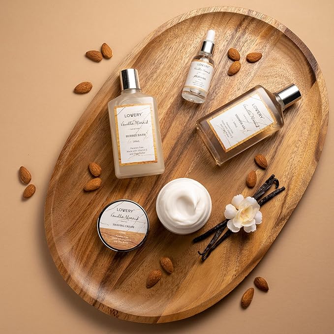 Birthday Gifts for Men, Spa Gift for Him, Dad, Mens, Husband - 11pc Vanilla Almond Unique Grooming Self Care Baskets, Personal Beard Care Gifts for Men Who Have Everything