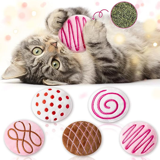 MALLMALL6 Catnip Toys for Cat - 5Pcs Chocolate Truffles Catmint Interactive Teething Chew Kick Cat Toy for Indoor Kitten, Soft Candy Pet Supplies, Pet Birthday Gifts for Kitten Lover