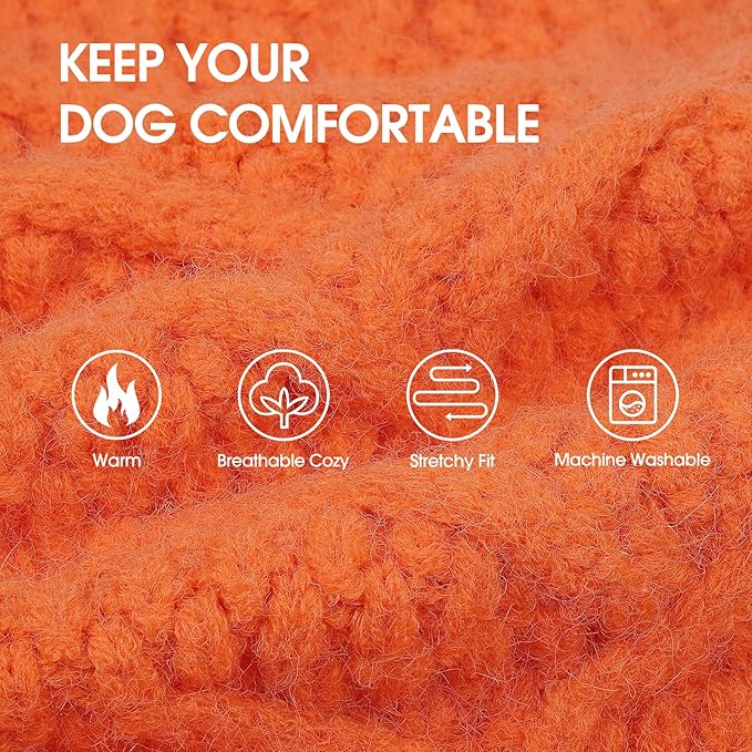 IECOii Great Dane Sweater, 5XL Dog Sweater for Extra Large Dogs, XXXXXL Dog Sweaters Christmas, Warm Winter Sweaters for Male Female Dogs, Pullover Giant Breed Knitwear, Orange - 5XL