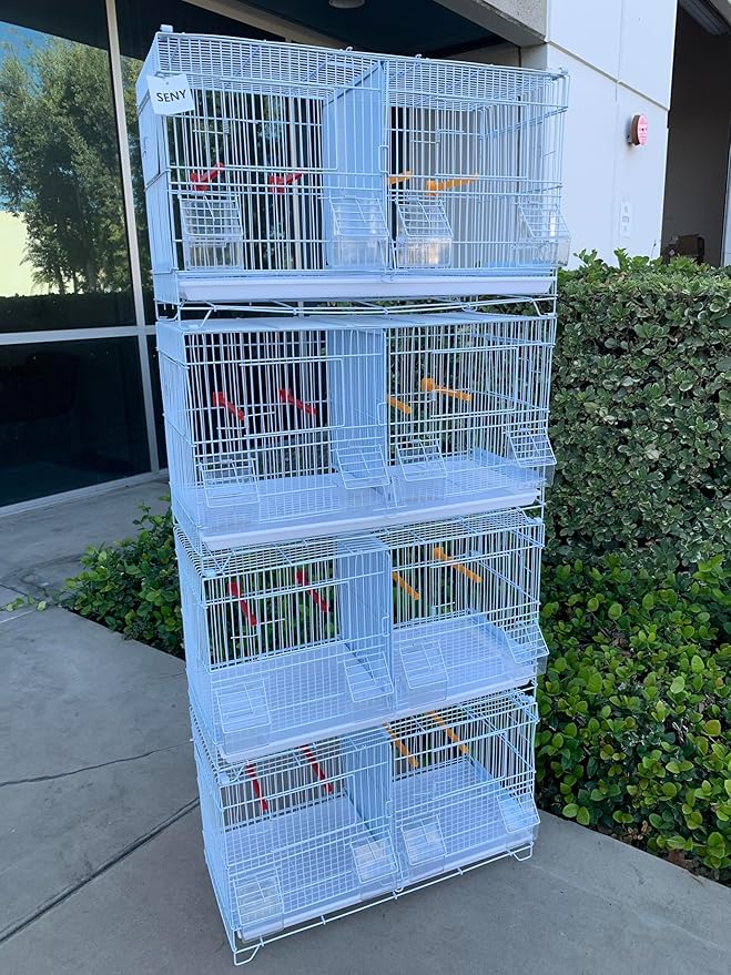 Seny Set of 4 Stackable Breeding Bird Cage for Canary Finch Small Birds (White)