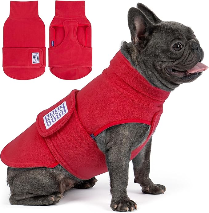 cyeollo Small Dog Sweater, Fleece Dog Sweaters Turtleneck Vest Soft Puppy Sweatshirt Stretchy Pet Fall Autumn Coat Warm Winter Clothes for Small Dogs Girl, Red L