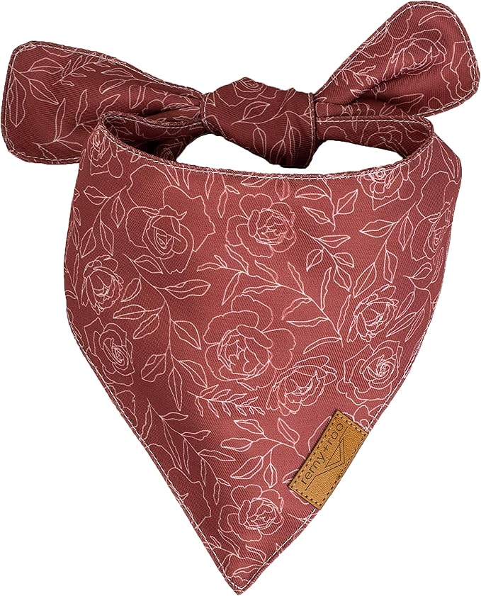 Remy+Roo Extra Large Spring Dog Bandanas - 4 Pack Rubi Set | Premium Durable Adjustable Polyester Fabric | Patented Shape Girl Floral Bandana