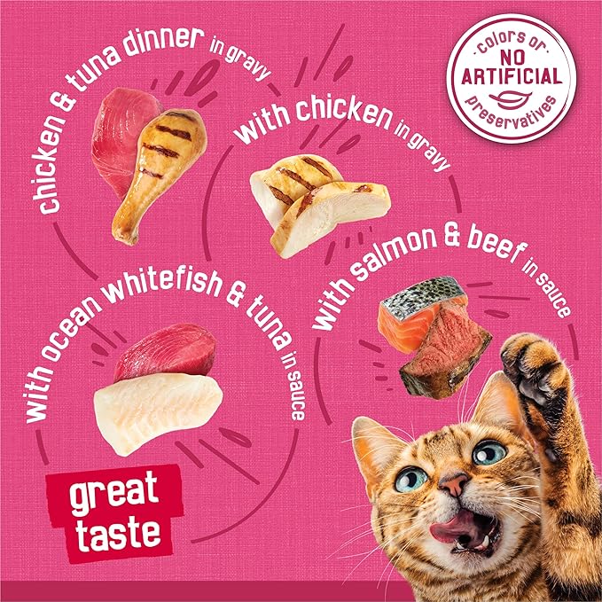 Purina Friskies Gravy Wet Cat Food Variety Pack, Surfin’ and Turfin’ Prime Filets Favorites - 48 ct. Can