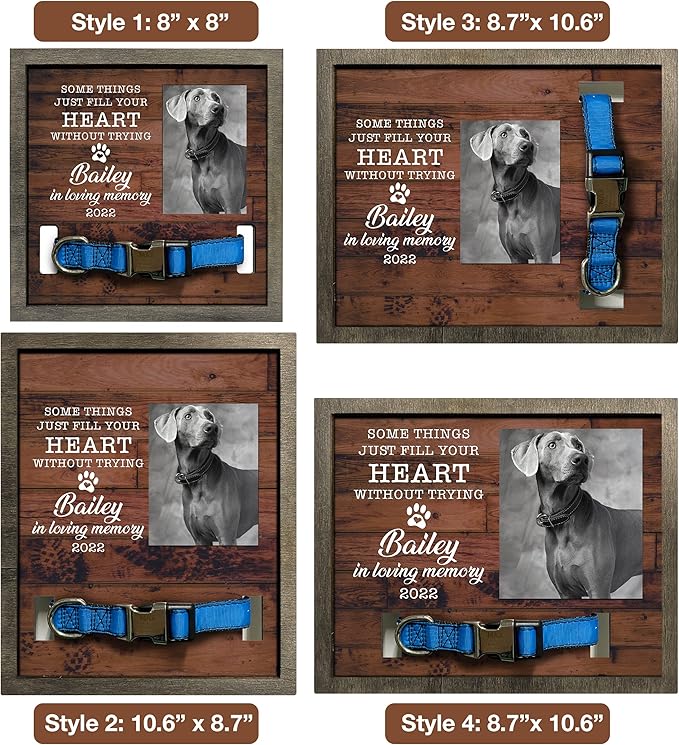 Personalized Dog Collar Memorial Frame Pet Loss Sign for Dog Lovers Gifts Heartfelt Sentimental Quote Pet Memorial Picture For Someone Who Lost A Pet Collar Keepsake Picture Frame Decor