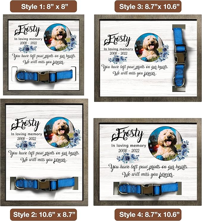 Personalized Dogs Picture Frame Dogs Collar Keepsake Bereavement Gift Pet Picture Frame Dog Heaven Dog Sympathy Gifts for Christmas Memorial Plaques for Dogs and Cat Picture Pet Loss Gifts