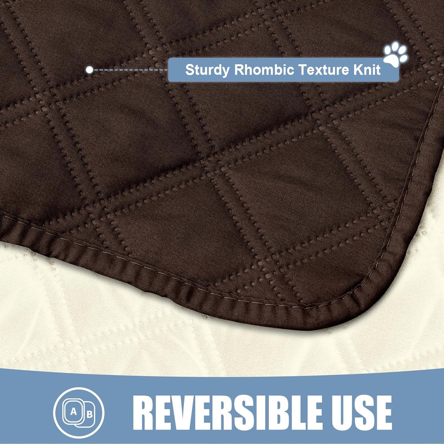 Smiry Waterproof Dog Bed Cover Pet Blanket, Soft Washable Dog Blanket for Furniture Bed Couch Sofa Reversible, Checkered (40"x80", Chocolate/Beige)