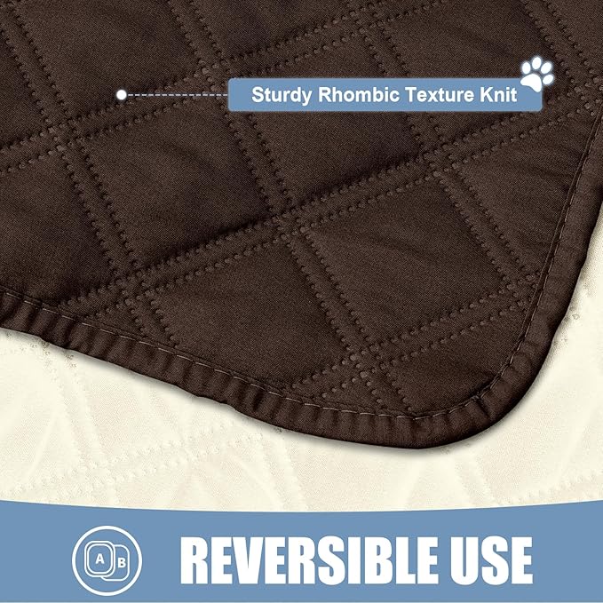 Smiry Waterproof Dog Bed Cover Pet Blanket, Soft Washable Dog Blanket for Furniture Bed Couch Sofa Reversible, Checkered (52"x82", Chocolate/Beige)