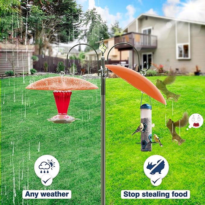 13" Hummingbird Feeder Shade Cover,Bird Feeders Dome Rain Guard,Weather Guard for Shepherd's Hook Outdoors (Terracotta), 2 Pack