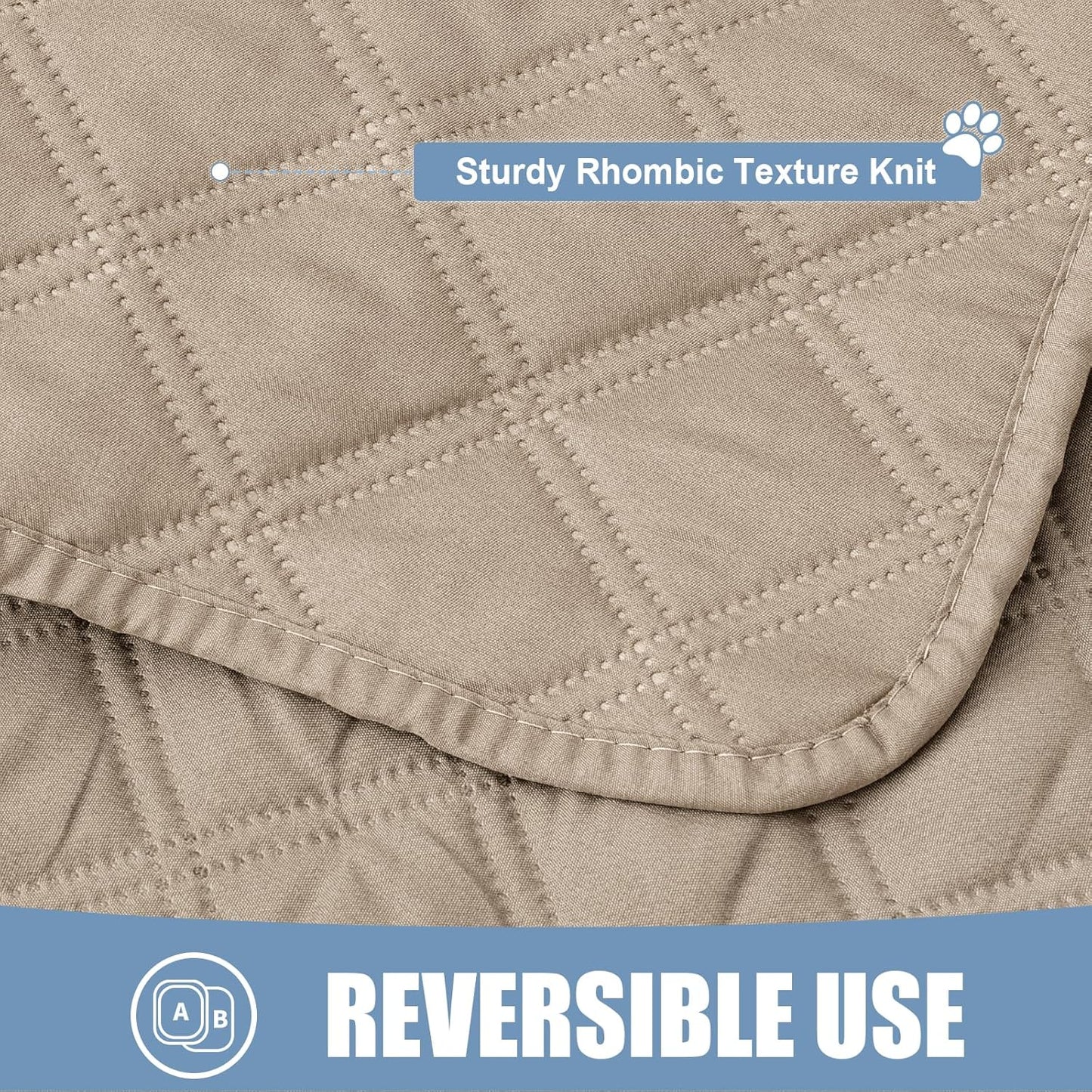 Smiry Waterproof Dog Bed Cover Pet Blanket, Soft Washable Dog Blanket for Furniture Bed Couch Sofa Reversible, Checkered (40"x80", Taupe/Taupe)