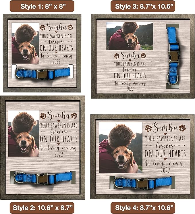Personalized Memory Dog Picture Frame Pet Memorial Frames for Dogs Wood Pet Gifts Sentimental Quote For Someone Who Lost Cat Collar Keepsake Remembrance Gift for Dog Passing Away Pet Loss Sign