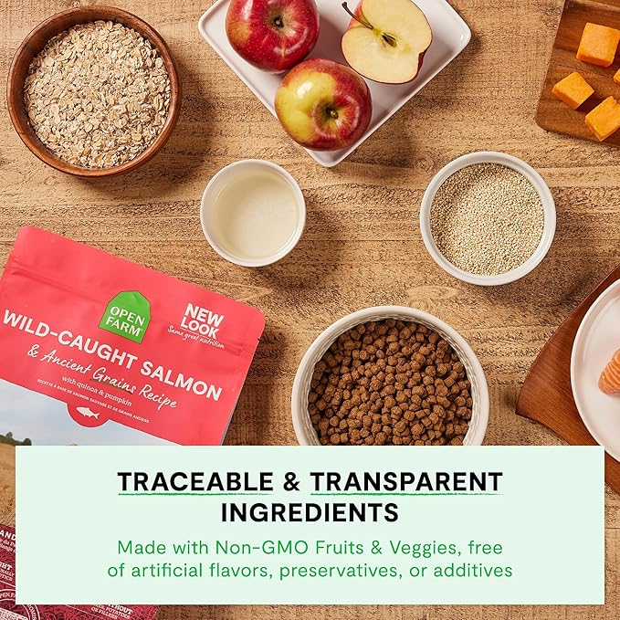 Open Farm, Ancient Grains Dry Dog Food, Protein-Rich & Nutrient Dense, 90% Animal Protein Mixed with Non-GMO Fruits, Veggies and Superfoods, New Zealand Venison Recipe, 4lb Bag