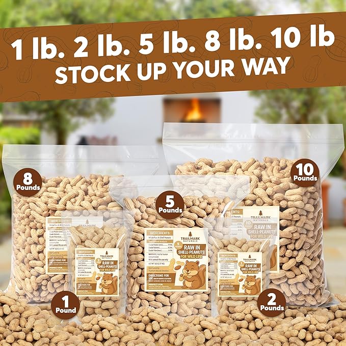 50 LB - Raw Peanuts For Squirrels, Raw In Shell Peanuts For Birds and Wildlife- Squirrel Food, Wild Bird Seed - Grown in The USA