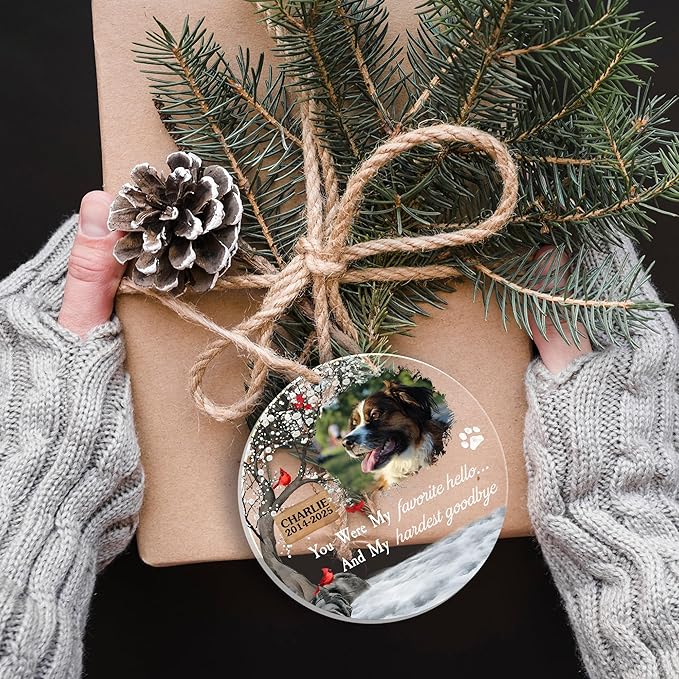 Pavo Personalized Picture Frame Pet Memorial Christmas Ornaments 2025, Loss of Dog Sympathy Gift, Cat Memorial Gifts for Loss of Cat, Dog Remembrance Gift, Custom Christmas Ornament