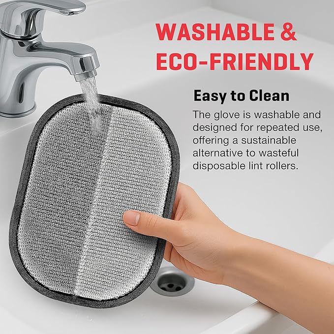 Pet Hair Remover Gloves for Cats & Dogs, Electrostatic Pet Hair Removal Gloves Brush for Pets Hair, Upgraded Animal Fur Removal Tool, Reusable Cats & Dogs Grooming Gloves for Hair Removal (1)