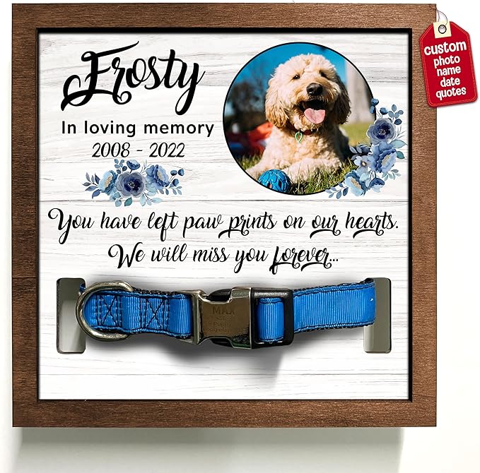 Personalized Dogs Picture Frame Dogs Collar Keepsake Bereavement Gift Pet Picture Frame Dog Heaven Dog Sympathy Gifts for Christmas Memorial Plaques for Dogs and Cat Picture Pet Loss Gifts