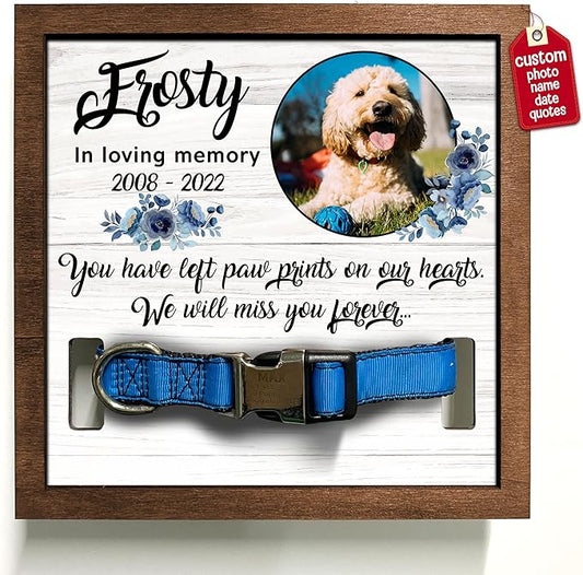 Personalized Dogs Picture Frame Dogs Collar Keepsake Bereavement Gift Pet Picture Frame Dog Heaven Dog Sympathy Gifts for Christmas Memorial Plaques for Dogs and Cat Picture Pet Loss Gifts