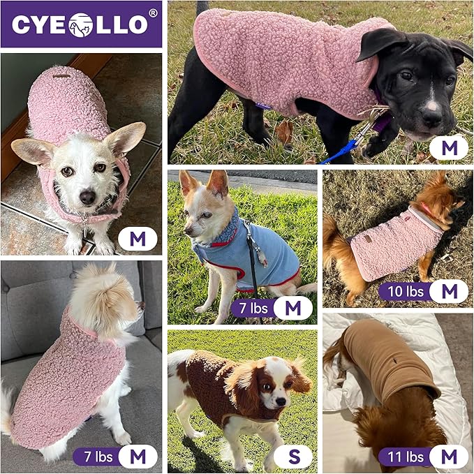 cyeollo Reversible Dog Coat Thick Turtleneck Fleece Furry Clothes Doggie Jacket for Cold Weather Winter Warm Dog Coats for Small Dogs Apparel Brown, S