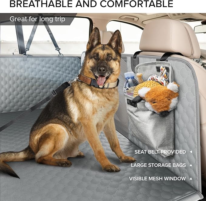 SHARLOVY XL Truck Back Seat Extender for Dogs, Large Hard Bottom Dog Car Seat Cover for Back Seat, Heavy Duty Dog Car Hammock, Waterproof Pet Seat Covers for Trucks, F150, Ram1500 and Large SUV