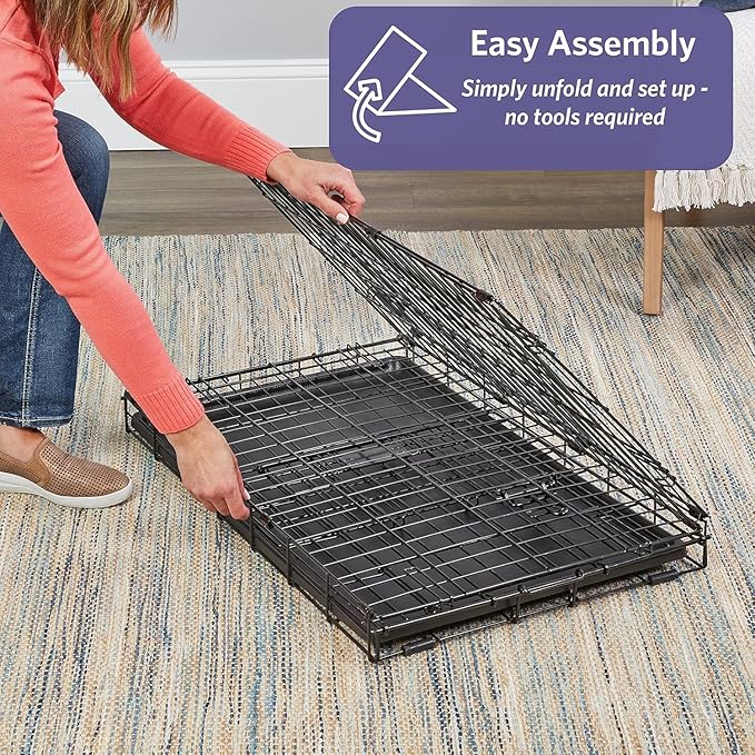 MidWest Homes for Pets 30-Inch iCrate Folding Dog Crate with Divider Panel, Leak-Proof Tray & Secure Latches – Metal Wire Kennel for Medium Breeds – Portable, Durable & Easy to Assemble