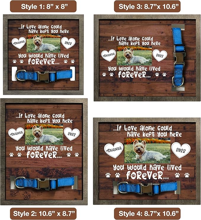 Personalized Dog Memorial Picture Frame - Collar Gifts with Pawprints & Pet Loss Remembrance Plaque in Loving Memory