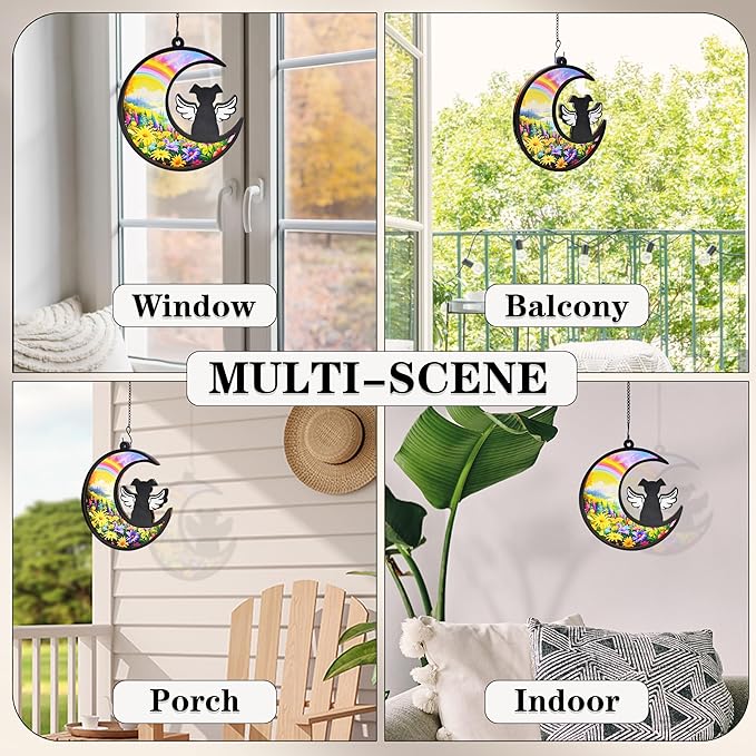 Dog Memorial Gifts for Loss of Dog, 2-Layer DIY Dog Angel Memorial Suncatcher with Sympathy Card, Rainbow Bridge Dog Memorial Gifts, Pet Memorial Gifts for Dogs (Rainbow Bridge)